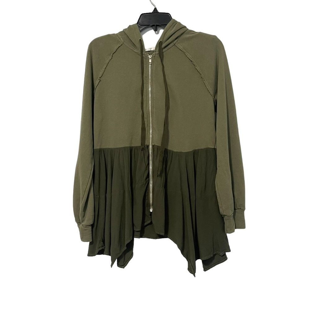 Anthropologie T.la Olive Green Lavande Tunic Full Zip Hoodie Size XS - Picture 3 of 7